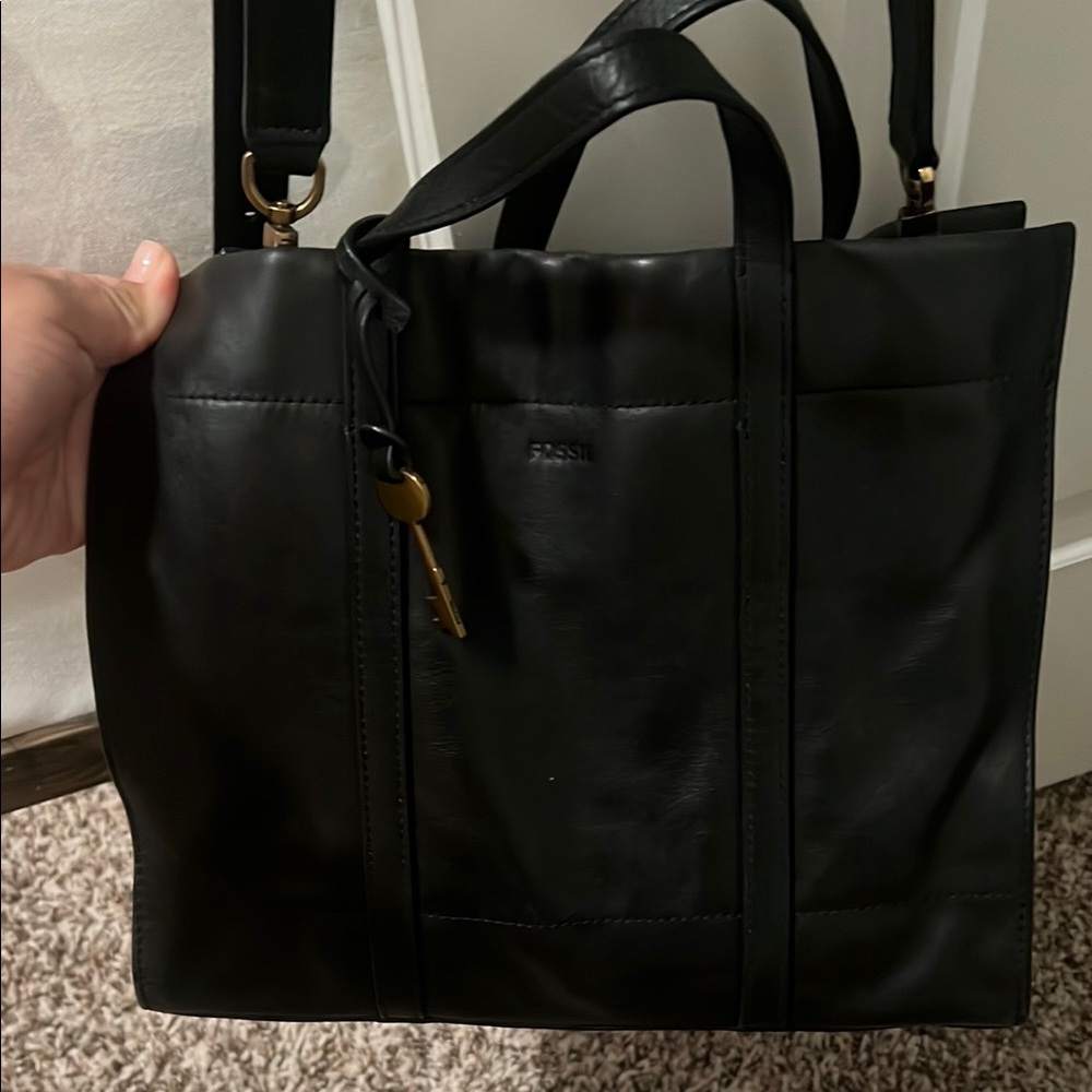 Fossil Black Briefcase with Minimalist Design